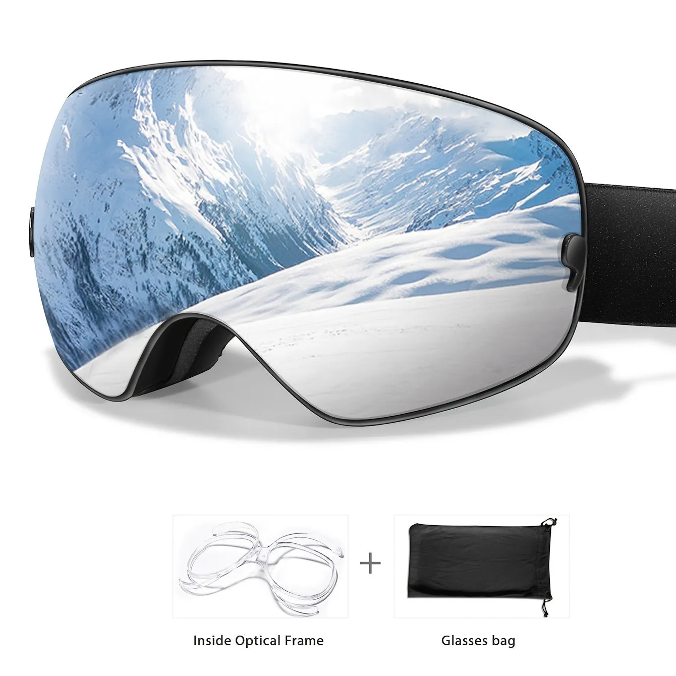 Interchangeable Lens Ski Goggles - Mirrored UV400 Protection, TPU Frame, OTG Design for Wearing Over Glasses - Adults & Youth 14  for Snowboarding, Skating, Snowmobiles - Festive Gifts for Thanksgiving, Christmas, New Year, Spring Festival