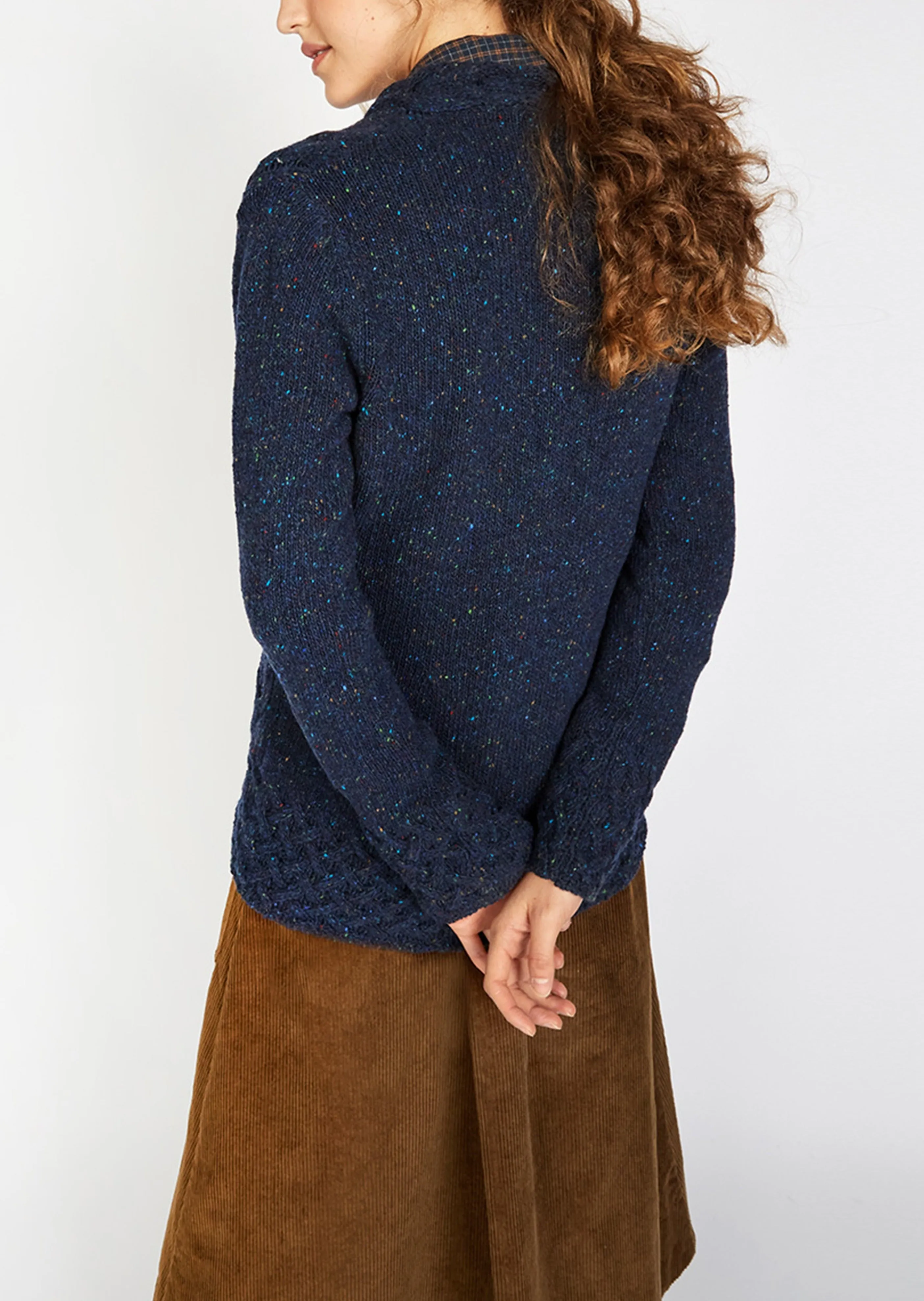 IrelandsEye Horseshoe Aran Cardigan | Rich Navy