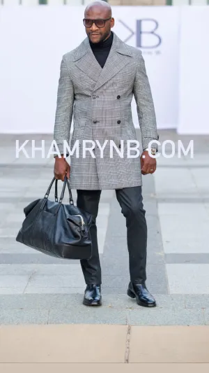 KO Glen Plaid wide lapel overcoat