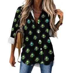 Long Sleeve Blouse (B648) Alien Cropped hem shirt