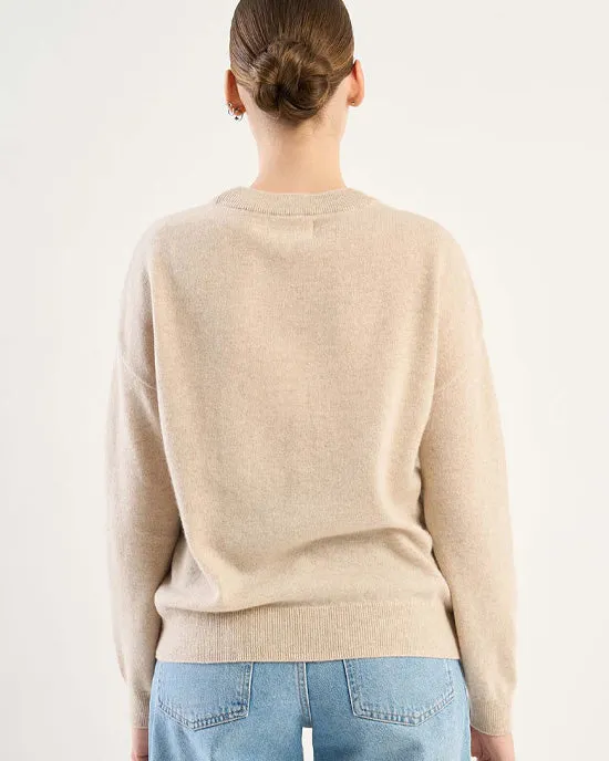 Mapoupette Cashmere Crew Jumper Beige Chine