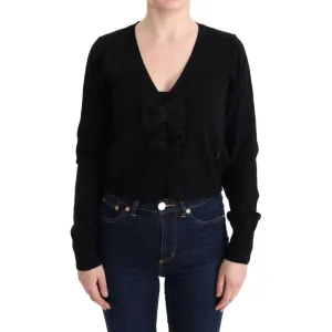 MARGHI LO' Elegant Black Wool Cardigan Sweater