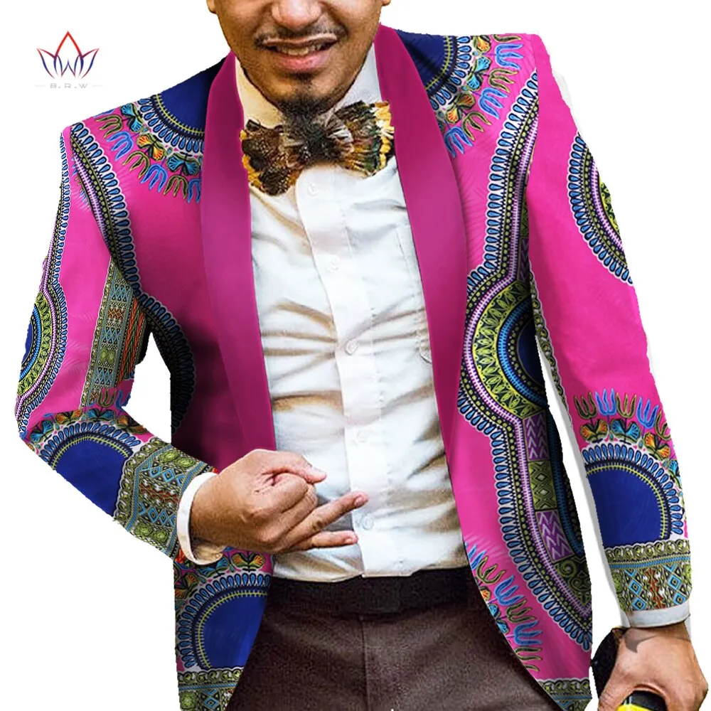 Men African Print Long Sleeve Trendy Ankara Slim Fit Blazer