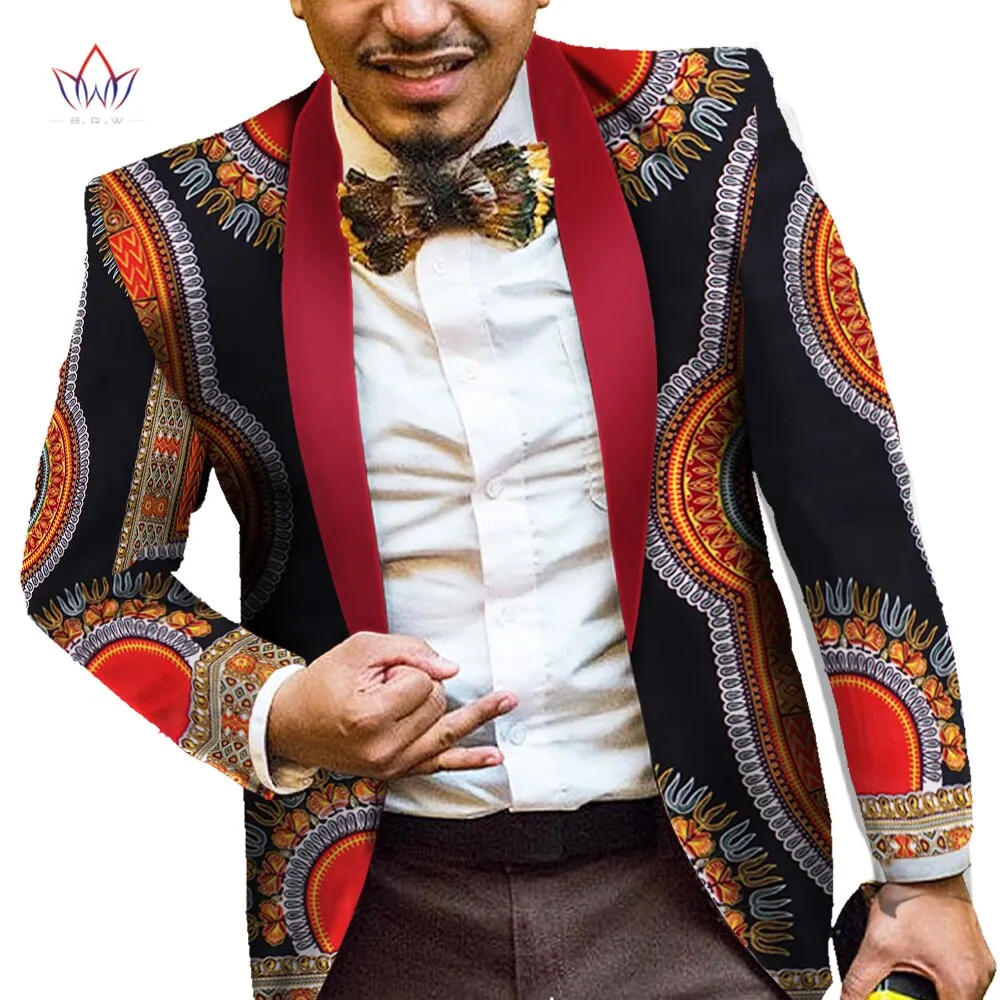 Men African Print Long Sleeve Trendy Ankara Slim Fit Blazer