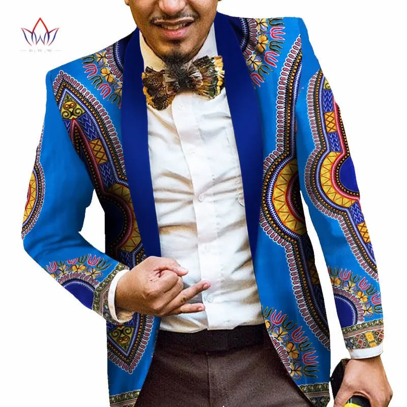 Men African Print Long Sleeve Trendy Ankara Slim Fit Blazer