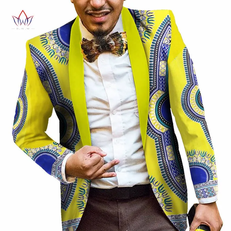 Men African Print Long Sleeve Trendy Ankara Slim Fit Blazer