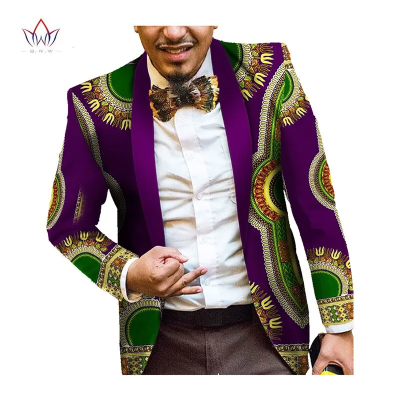 Men African Print Long Sleeve Trendy Ankara Slim Fit Blazer