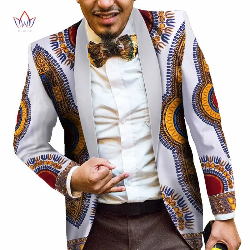 Men African Print Long Sleeve Trendy Ankara Slim Fit Blazer