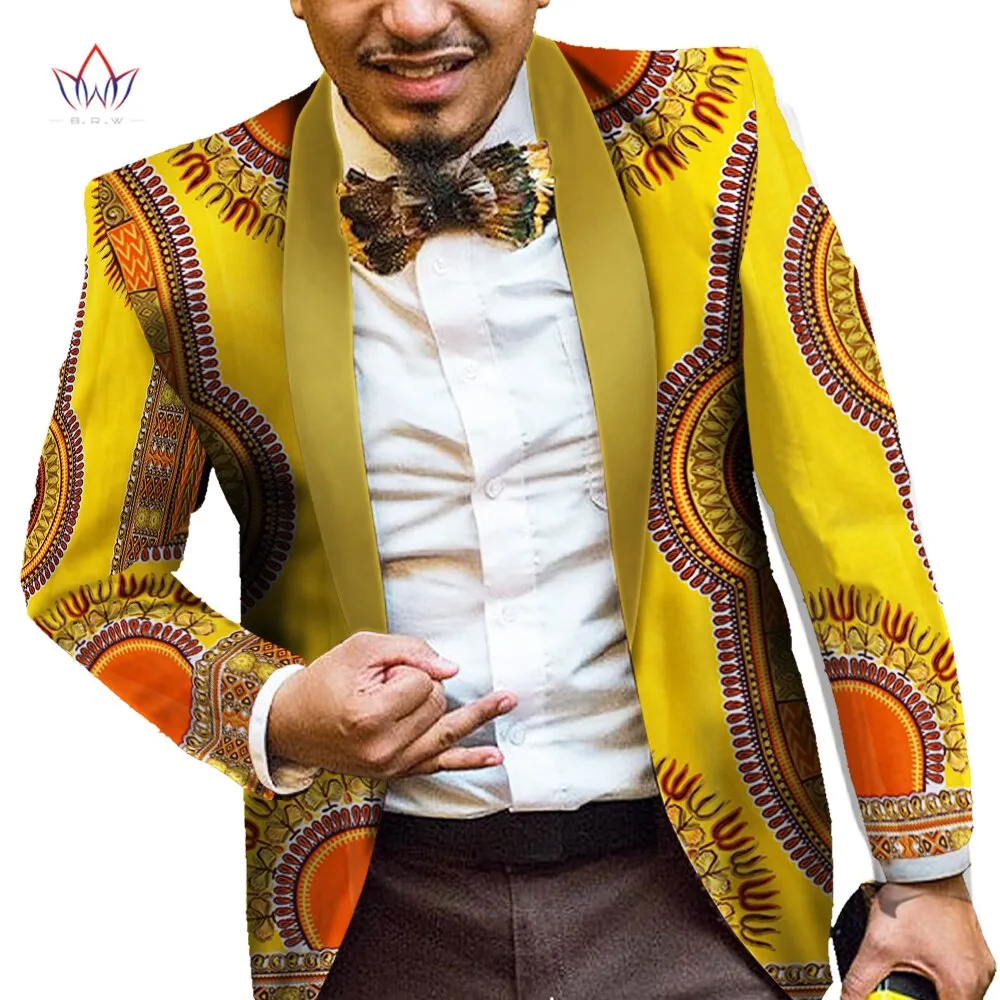 Men African Print Long Sleeve Trendy Ankara Slim Fit Blazer