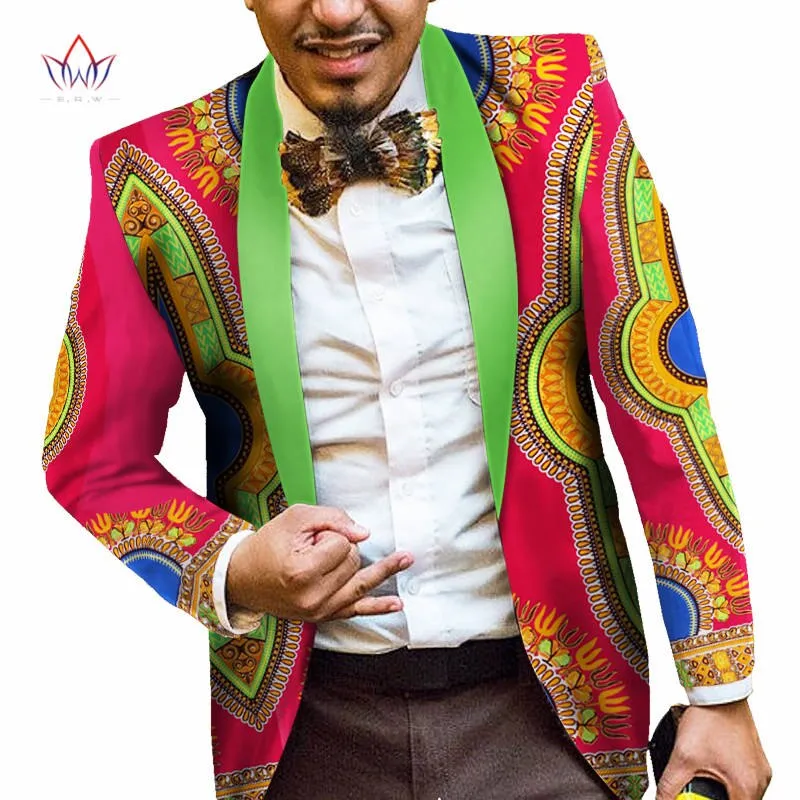 Men African Print Long Sleeve Trendy Ankara Slim Fit Blazer