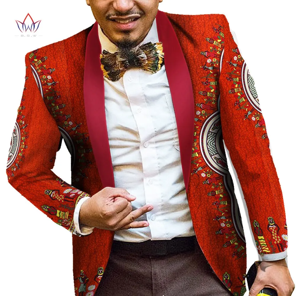 Men African Print Long Sleeve Trendy Ankara Slim Fit Blazer