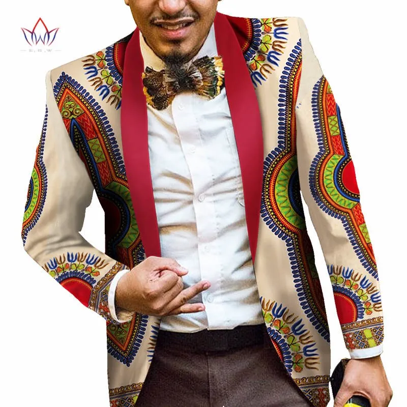 Men African Print Long Sleeve Trendy Ankara Slim Fit Blazer