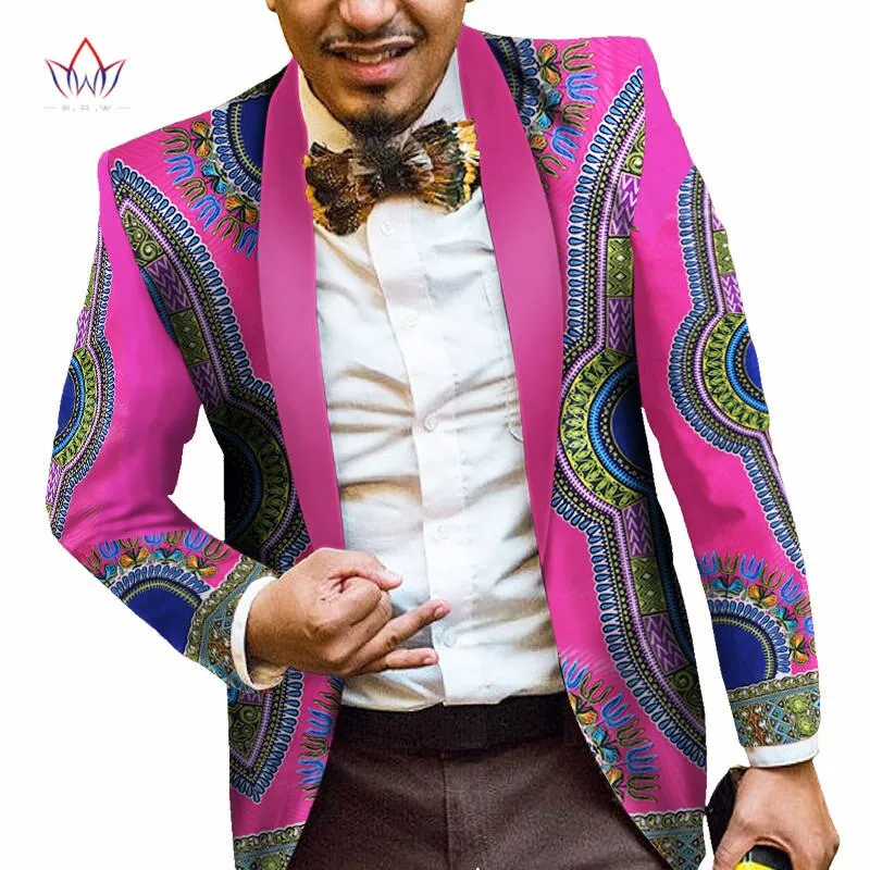 Men African Print Long Sleeve Trendy Ankara Slim Fit Blazer