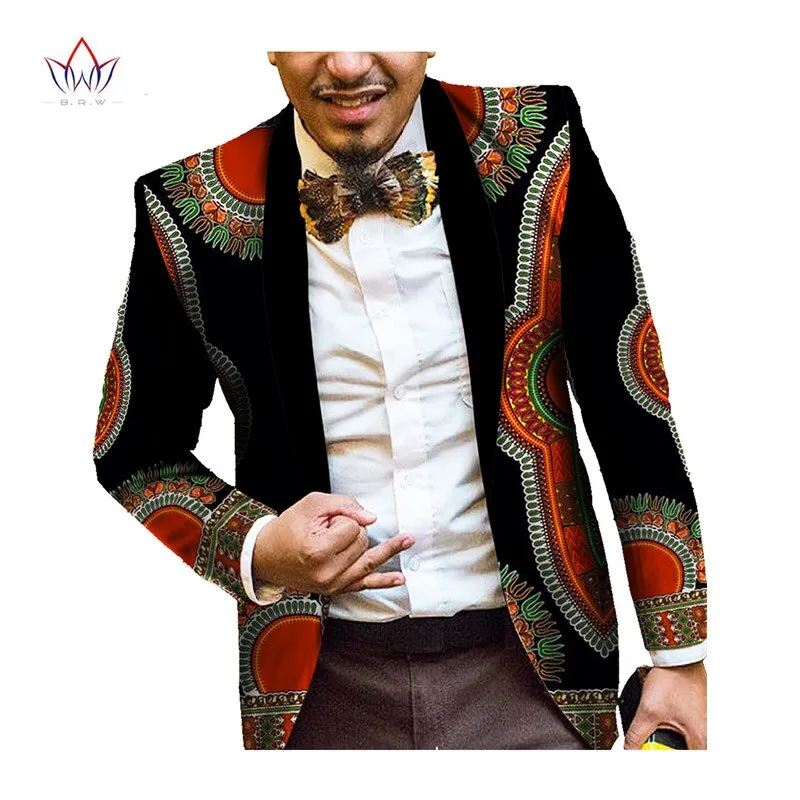 Men African Print Long Sleeve Trendy Ankara Slim Fit Blazer