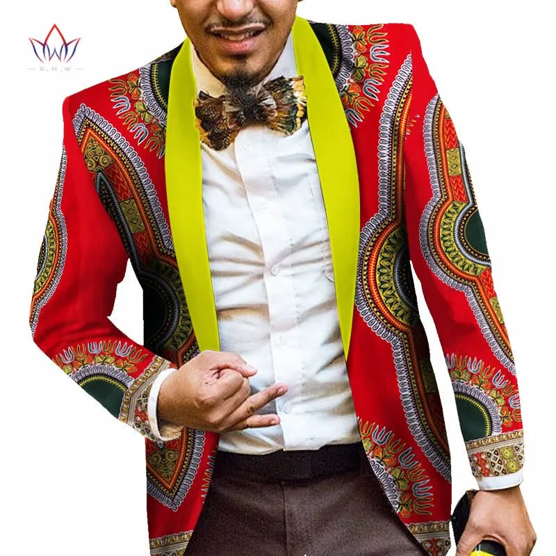 Men African Print Long Sleeve Trendy Ankara Slim Fit Blazer