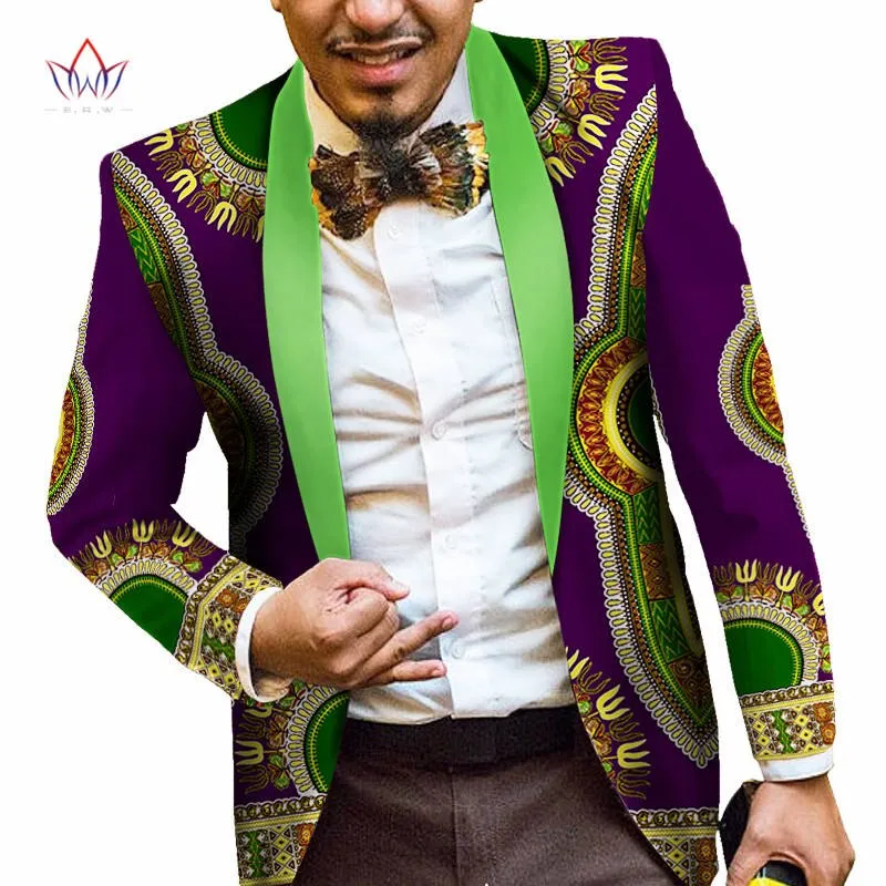 Men African Print Long Sleeve Trendy Ankara Slim Fit Blazer