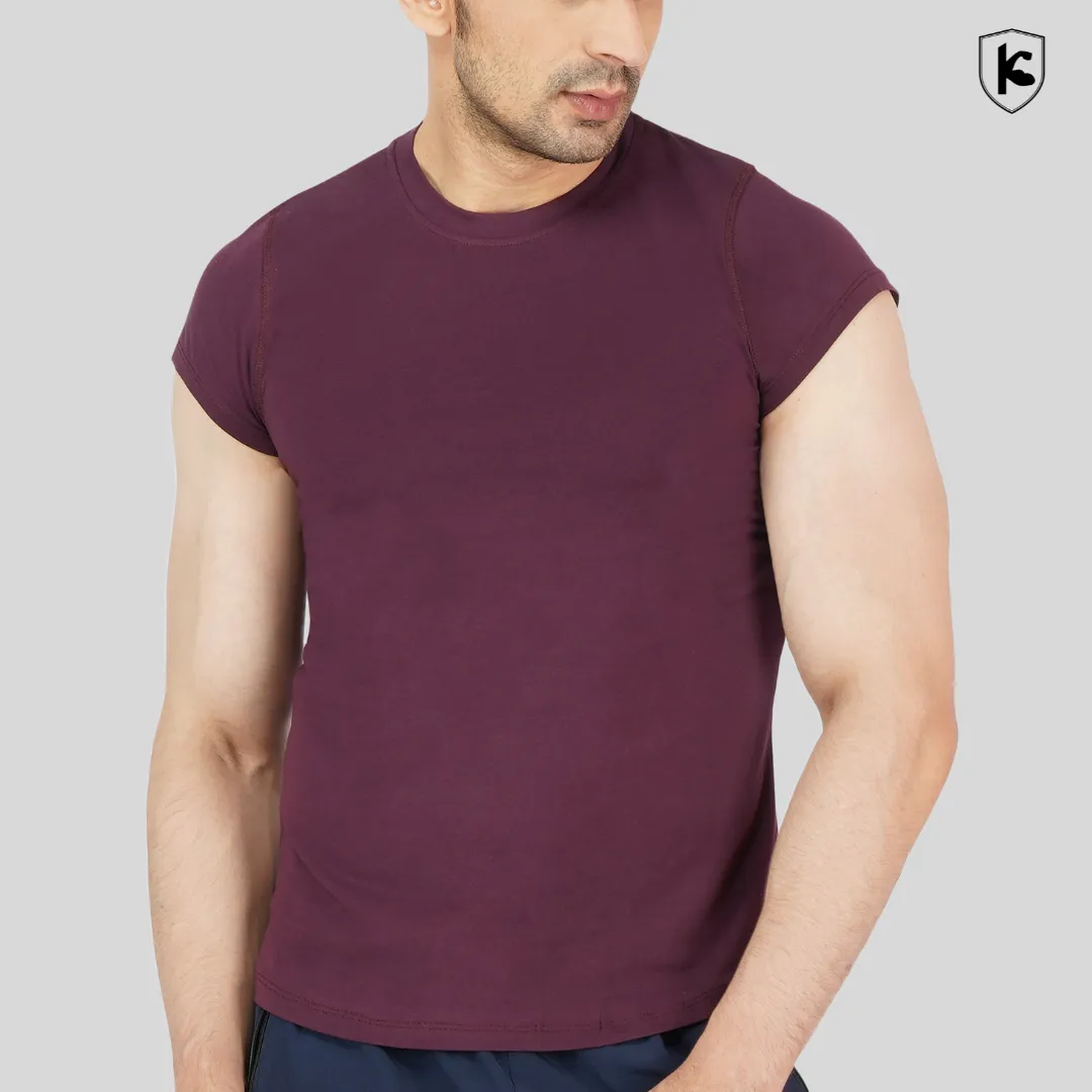 Mens Crop Sleeves Cotton Lycra T-shirt