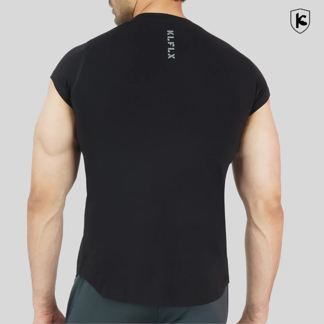 Mens Crop Sleeves Cotton Lycra T-shirt