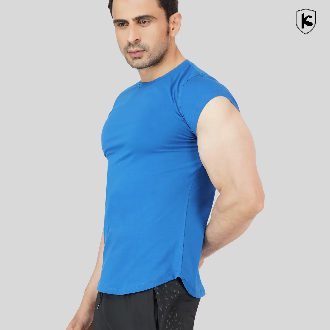 Mens Crop Sleeves Cotton Lycra T-shirt