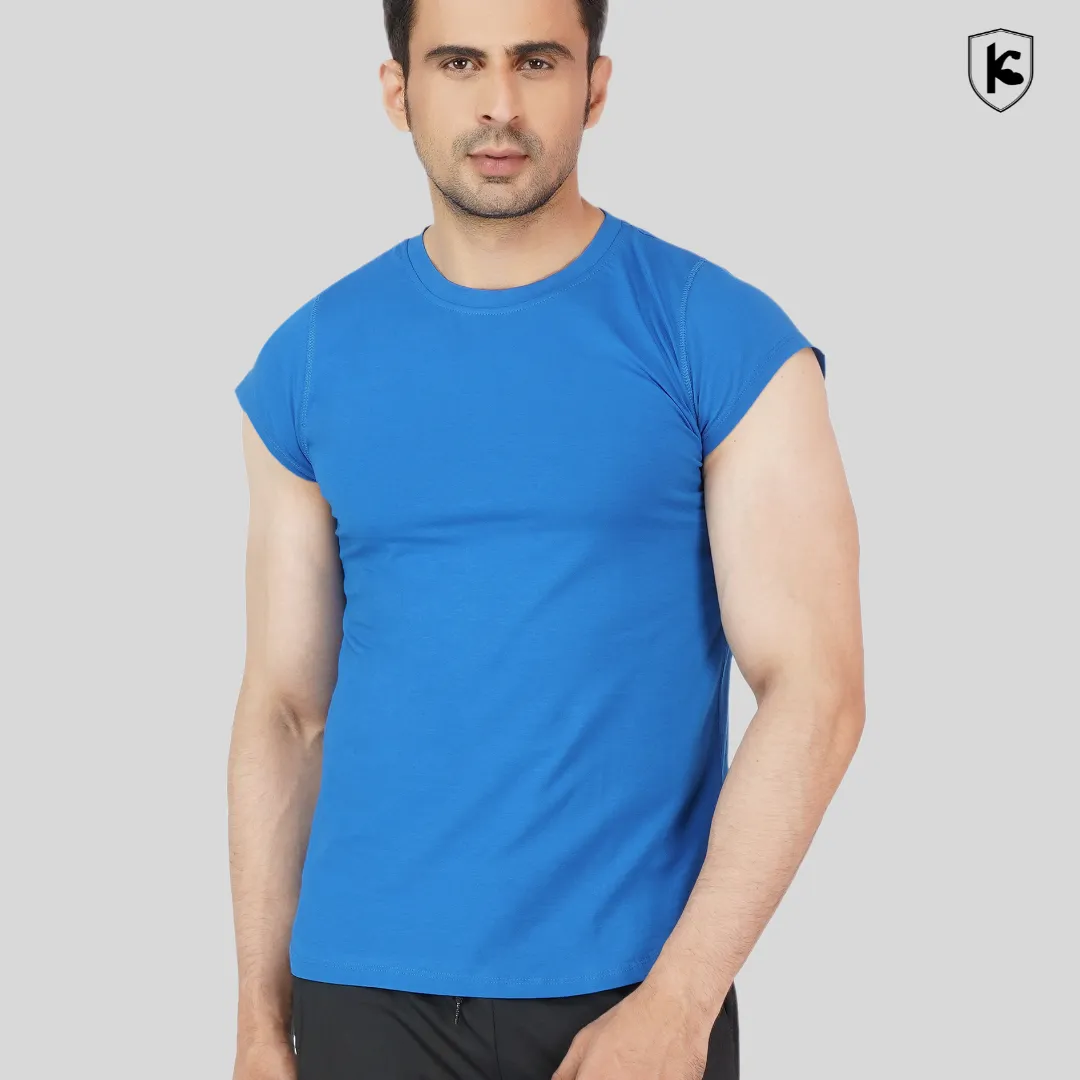 Mens Crop Sleeves Cotton Lycra T-shirt