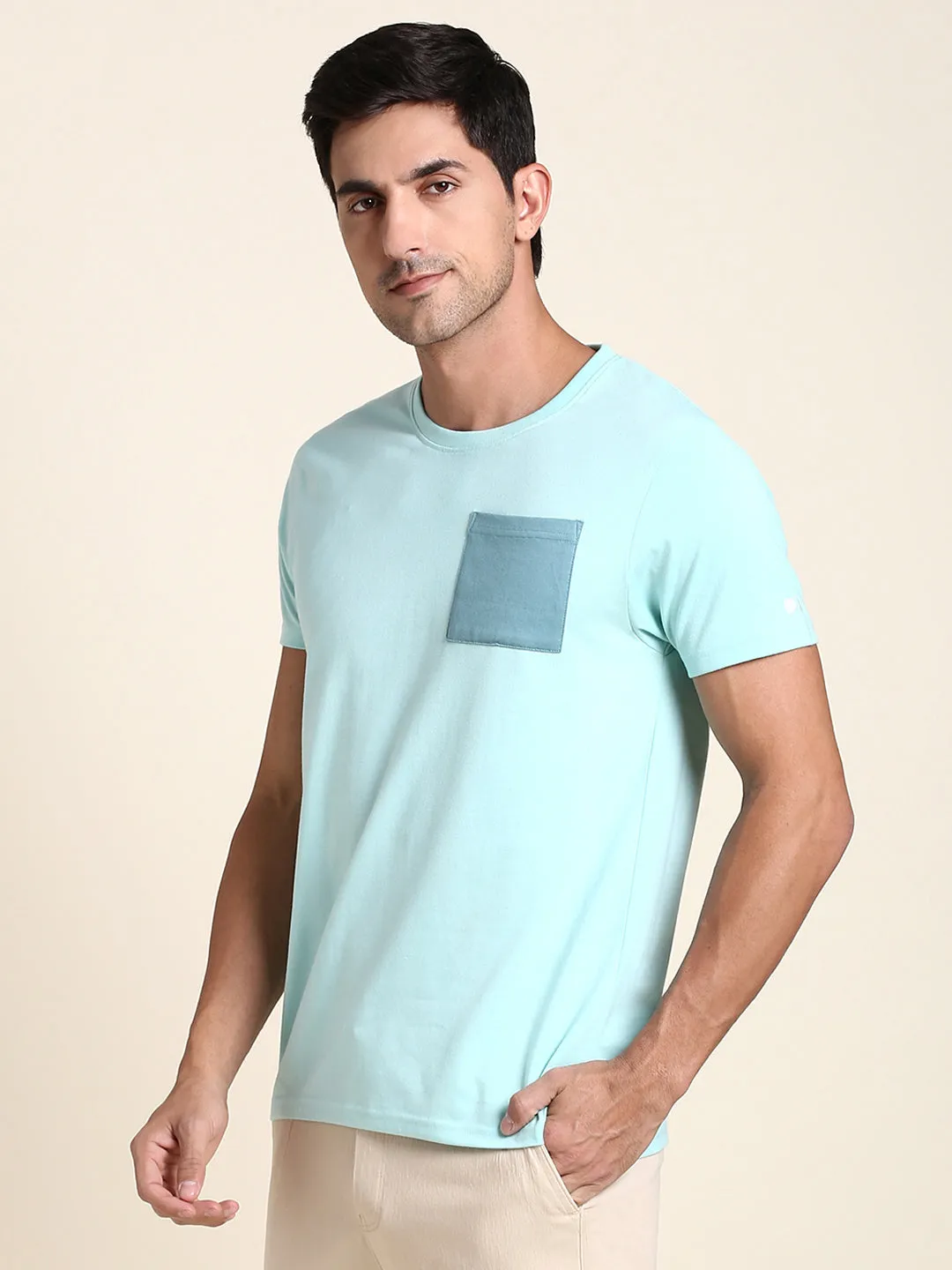 Men's Sea Green Tshirts Wardrobe Essentials Soft And Stretchy Fabric