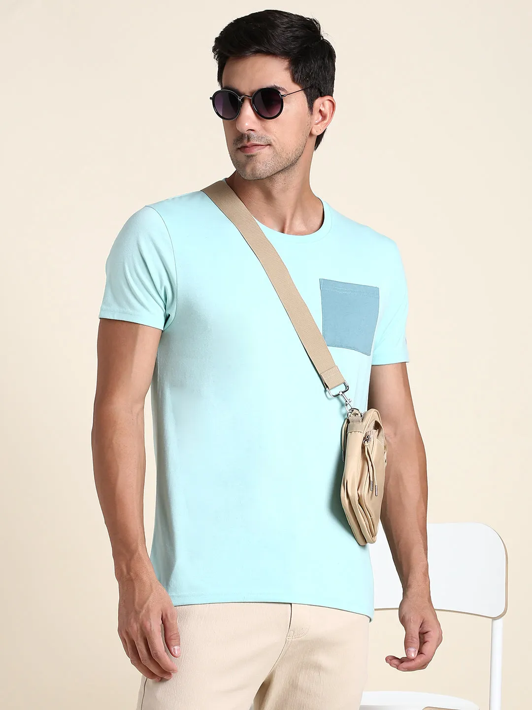 Men's Sea Green Tshirts Wardrobe Essentials Soft And Stretchy Fabric