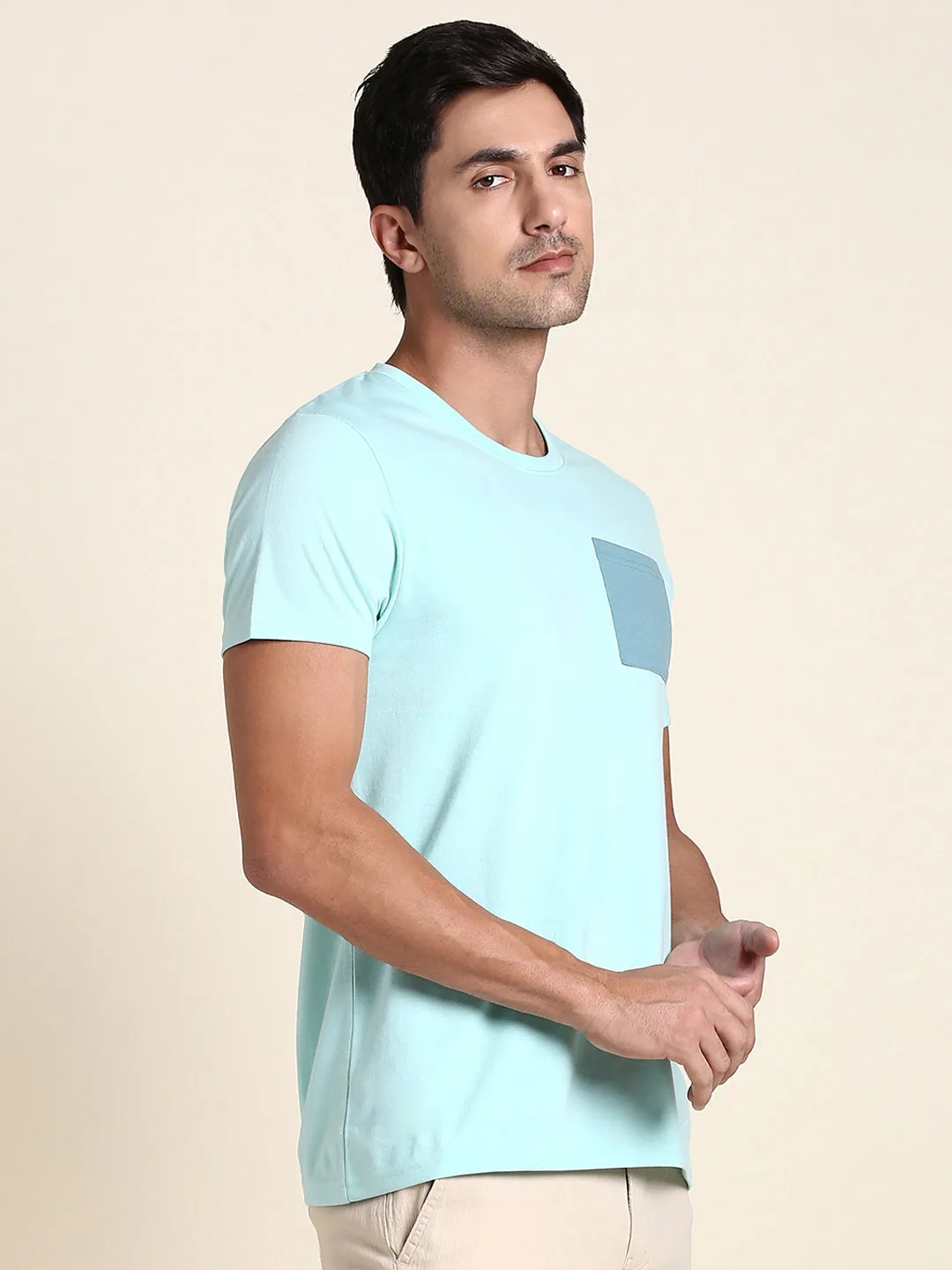 Men's Sea Green Tshirts Wardrobe Essentials Soft And Stretchy Fabric