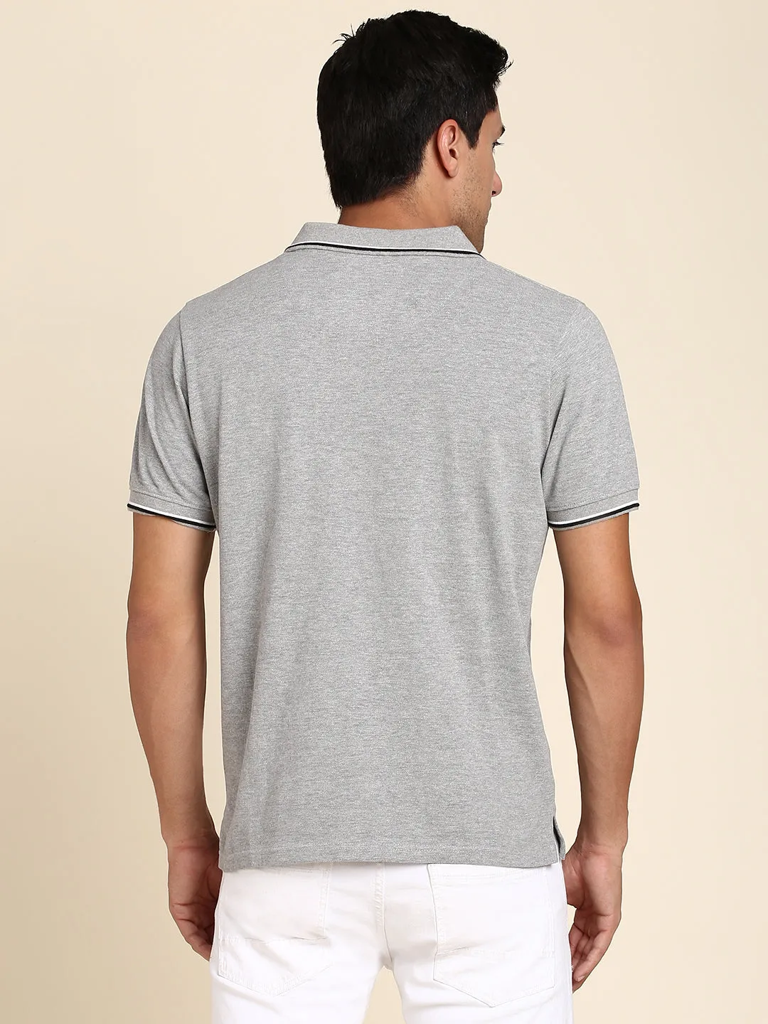 Men's Soft And Stretchy Fabric Grey Casual Polo Tshirt