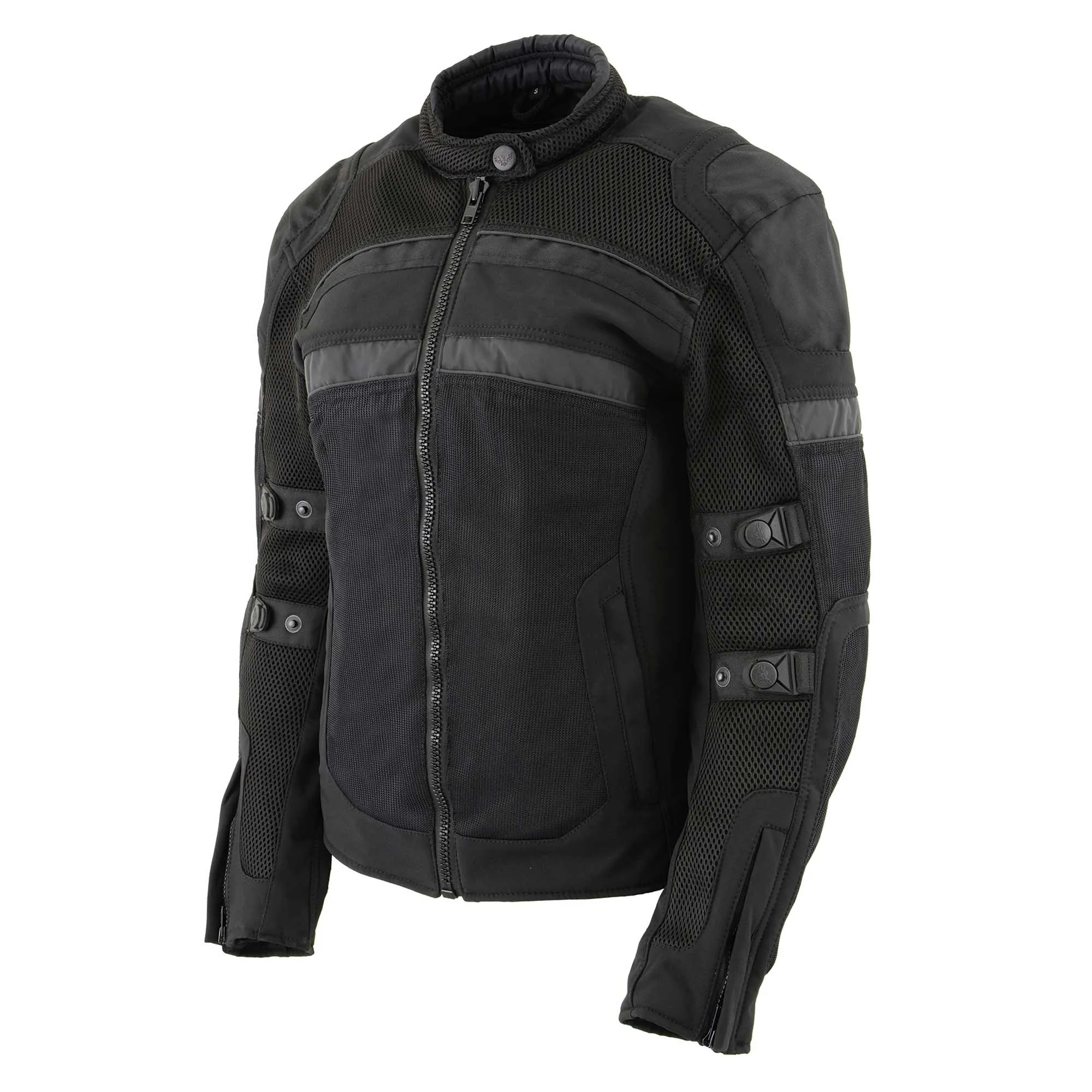 Milwaukee Leather MPL2775 Black Armored Textile Motorcycle Jacket for