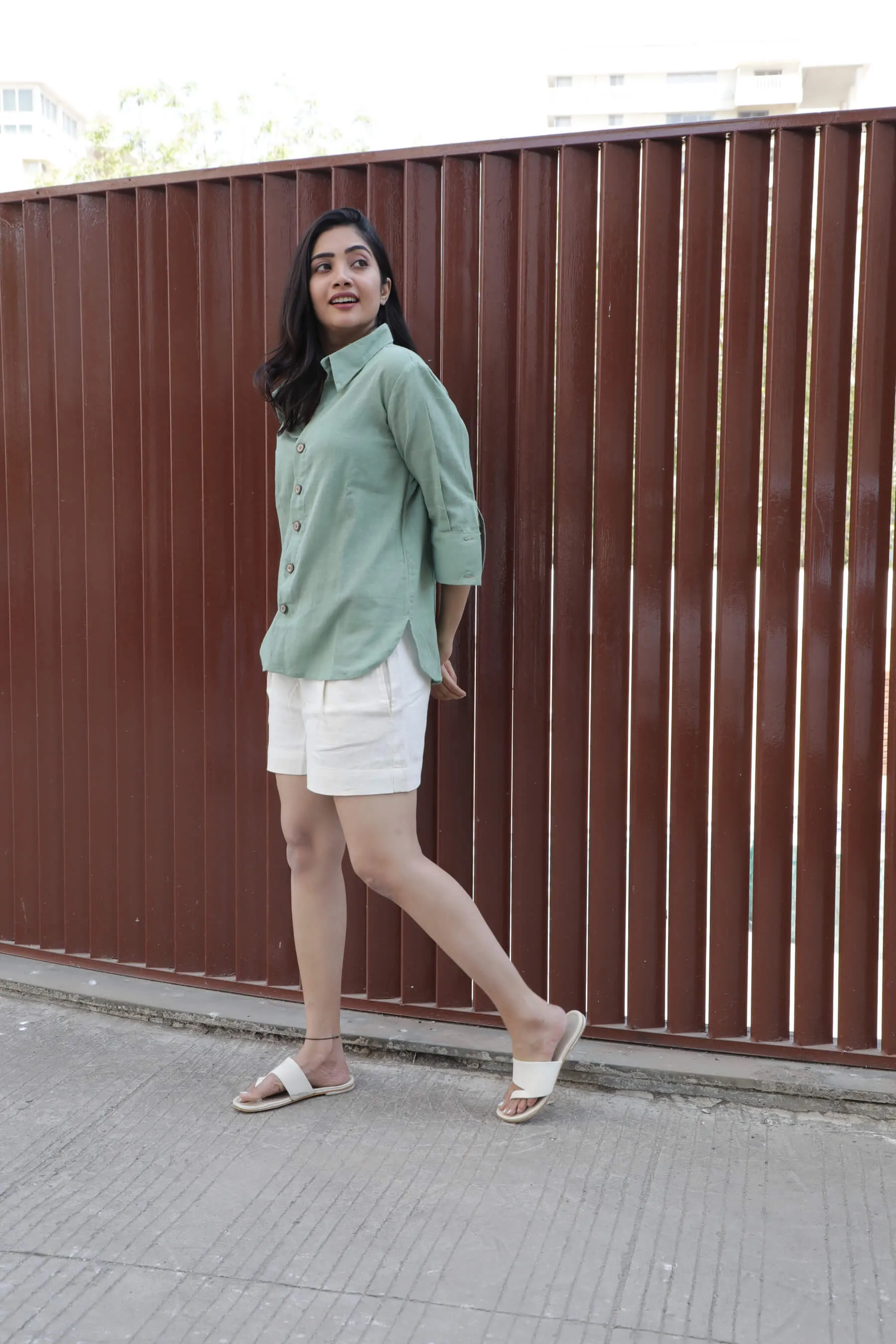 Mint Green Kala Cotton Shirt for Women