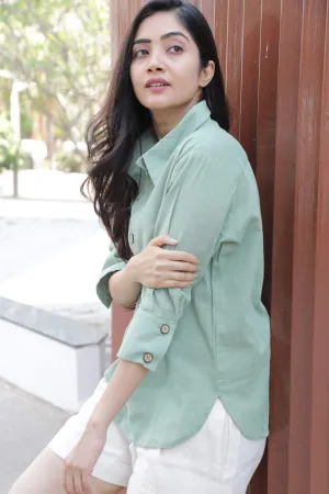 Mint Green Kala Cotton Shirt for Women