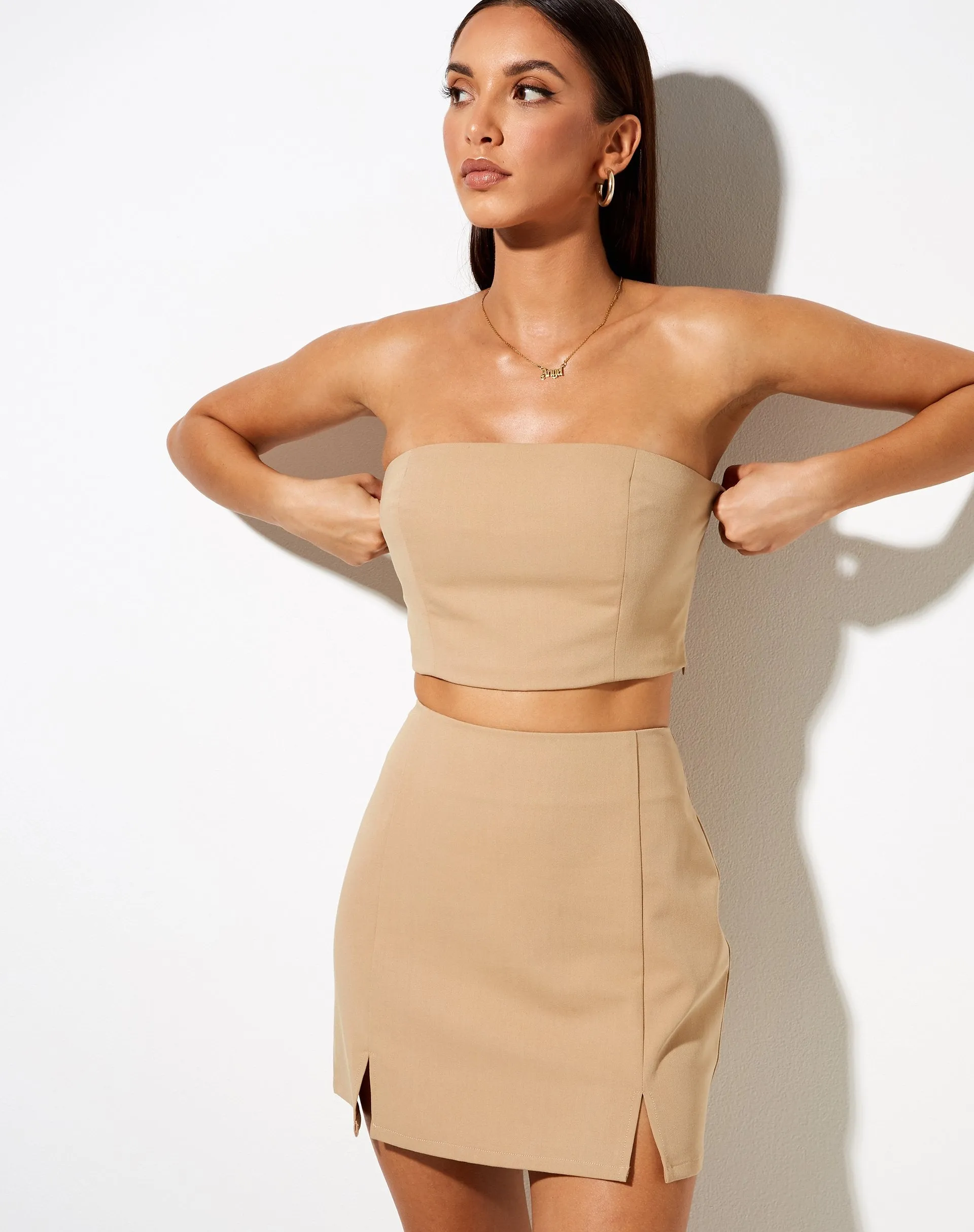 Mixo Mini Skirt in Almond