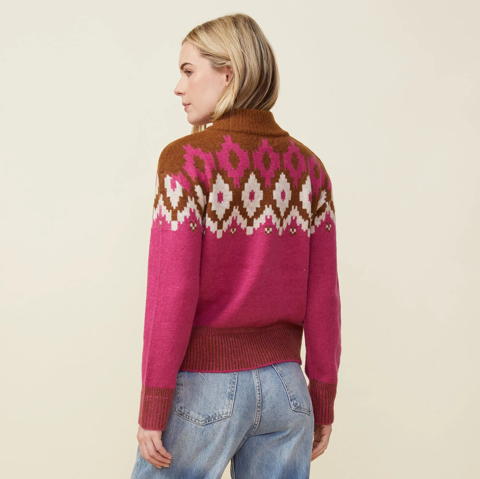 Mock Neck Fair Isle Sweater