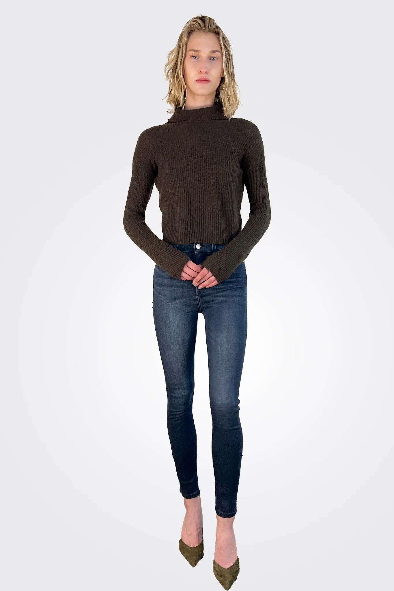 Mockneck Crop Sweater - Kakao