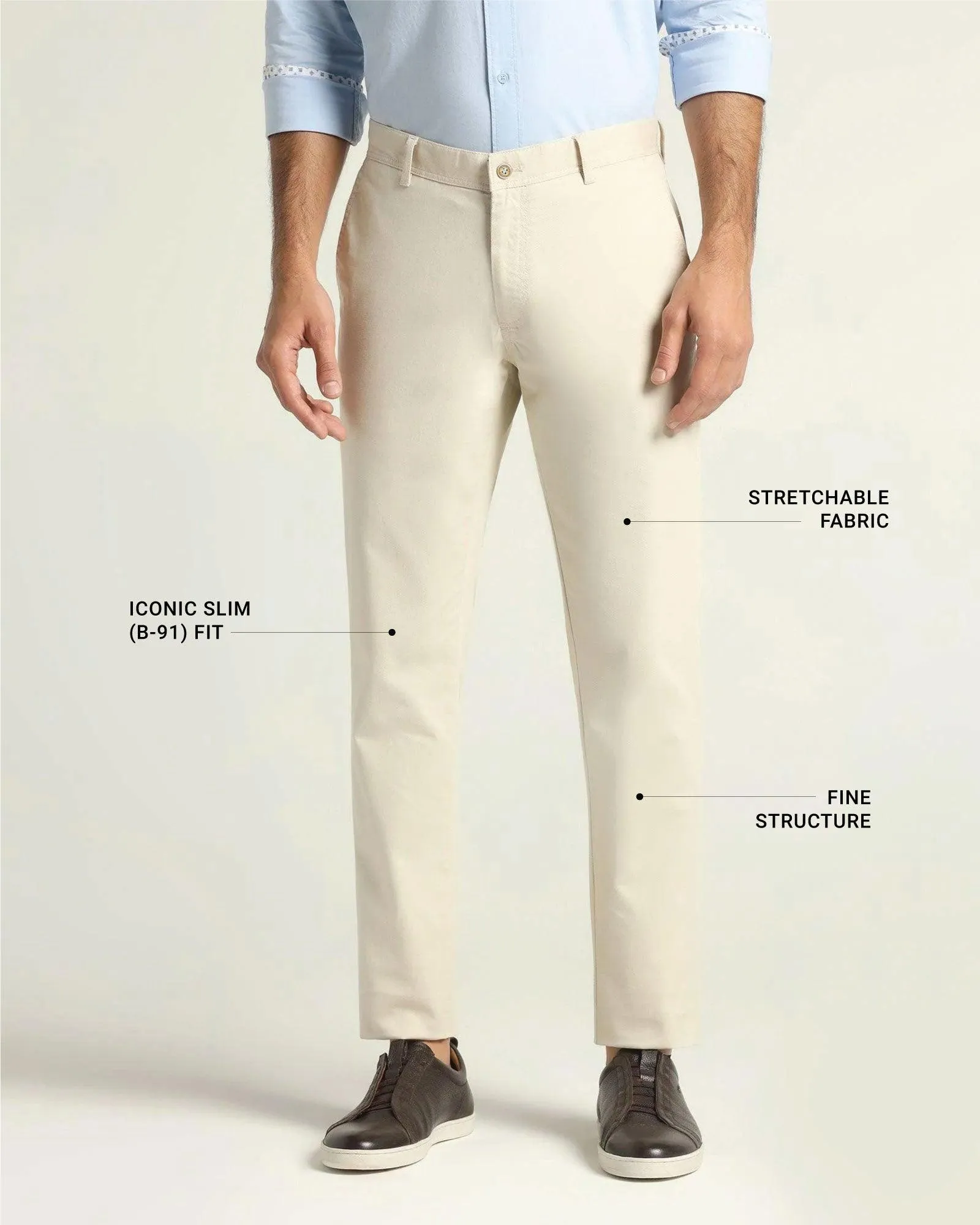 Must Haves Slim Fit B-91 Casual Beige Solid Khakis - Kiler