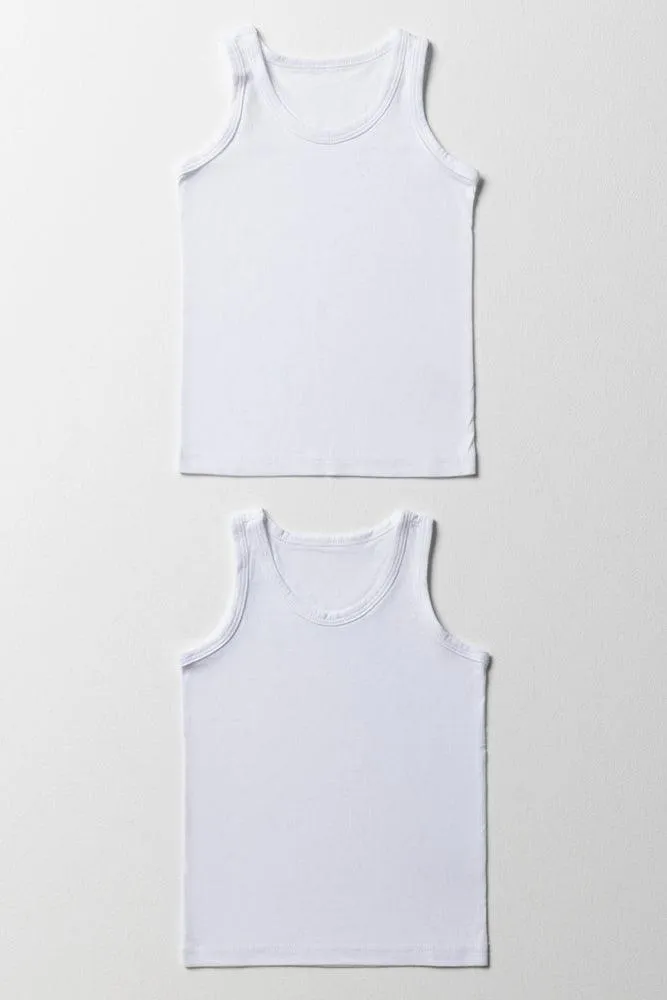 Pb 2 Pack Sleeveless Vests  White