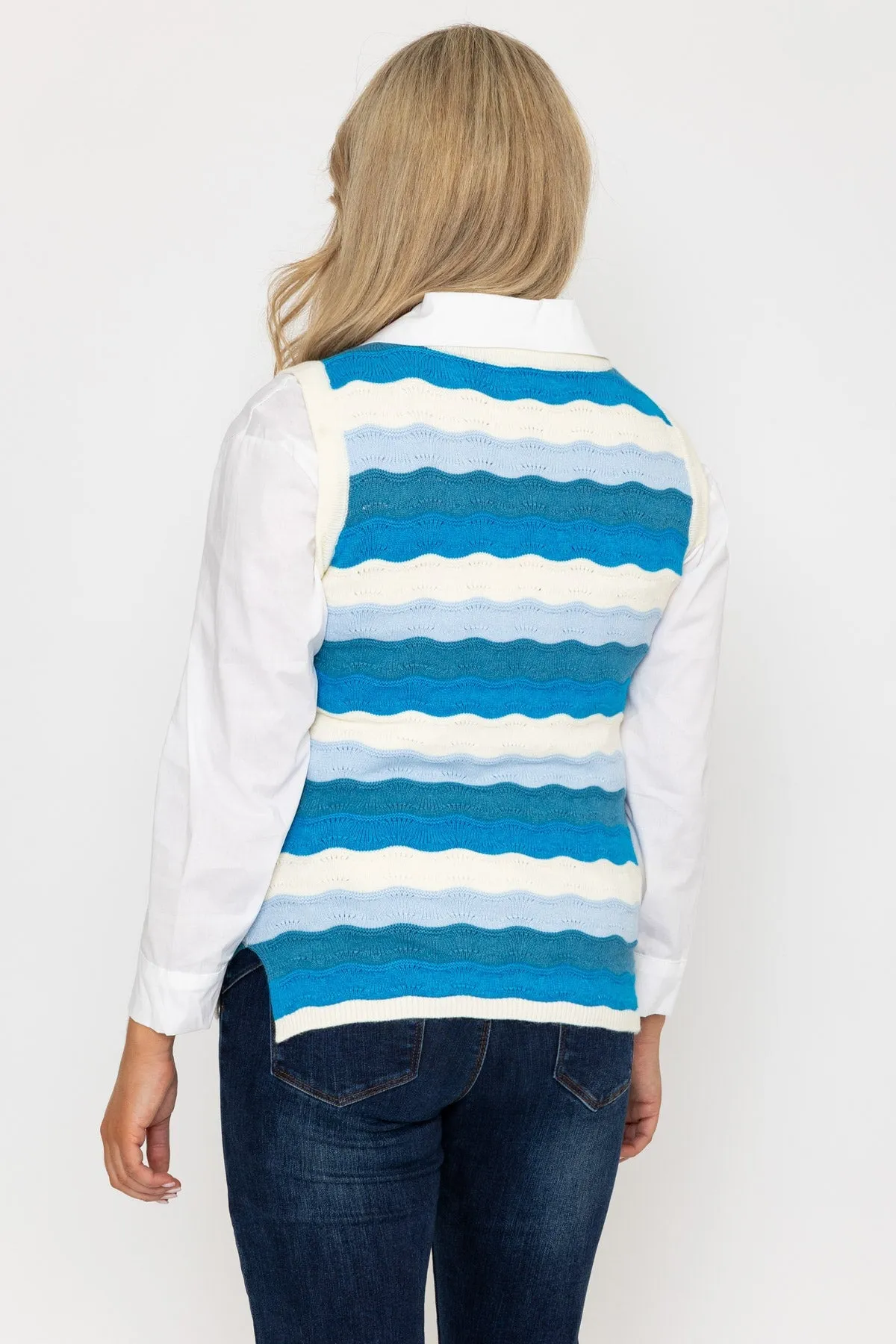 Pointelle Vest in Blue