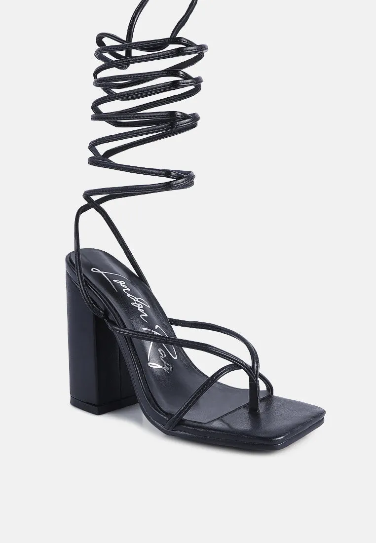 Pole Dance Lace Up Block Heel Sandals