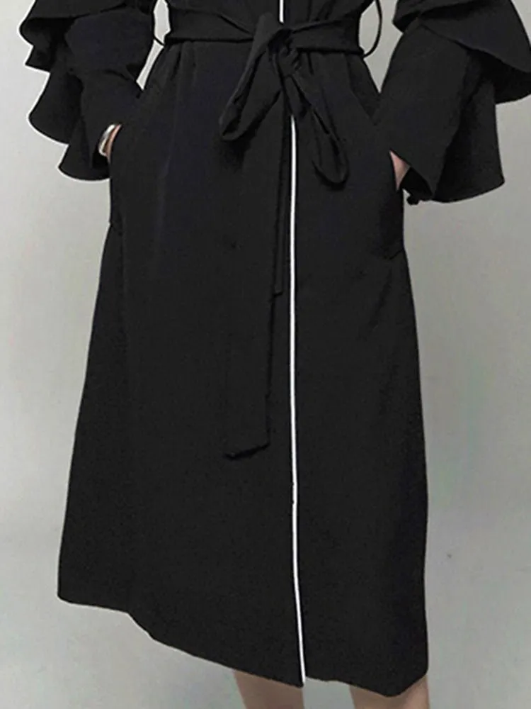 Pre Order:  Flare Sleeves High-Waist Belted Coat