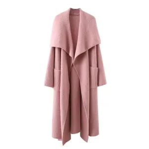 Pre Order:  Large Lapel Belted Knit Coat