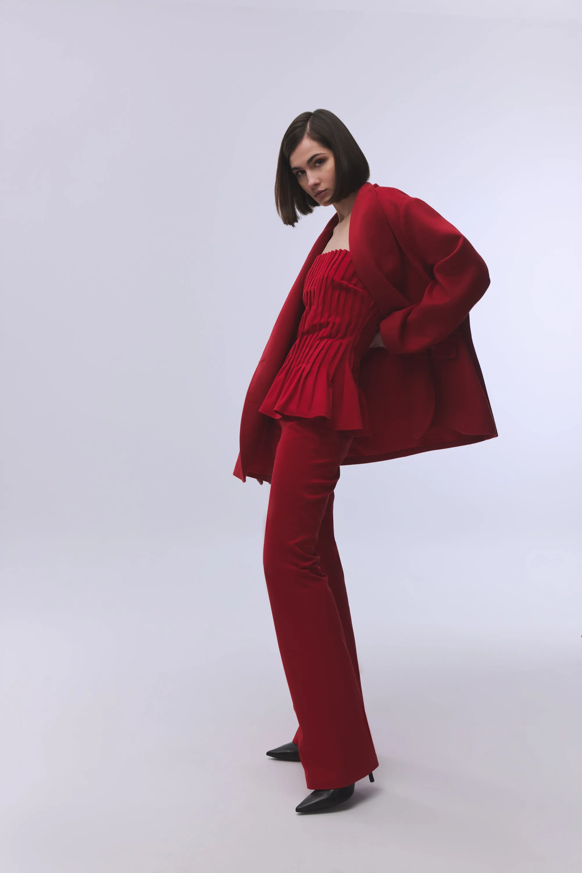 RED OVERSIZE CACHET BLAZER JACKET