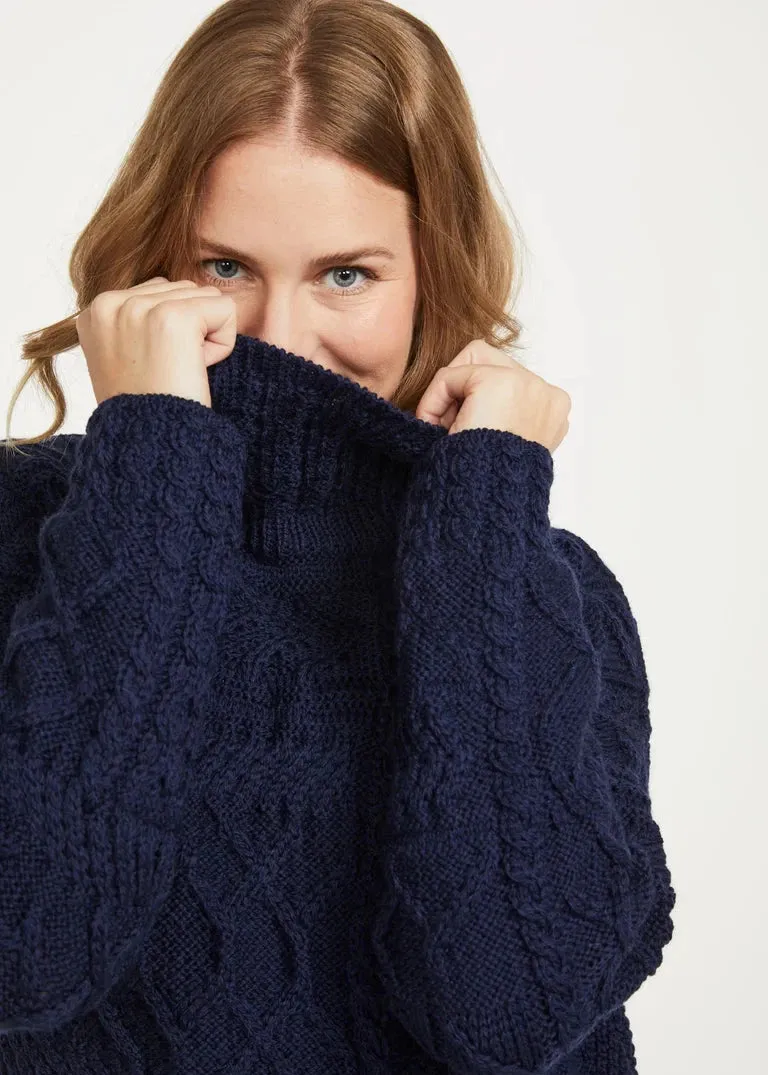 Skellig Oversized Aran Sweater | Navy - Clearance