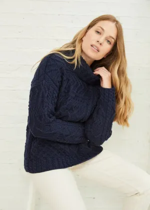 Skellig Oversized Aran Sweater | Navy - Clearance