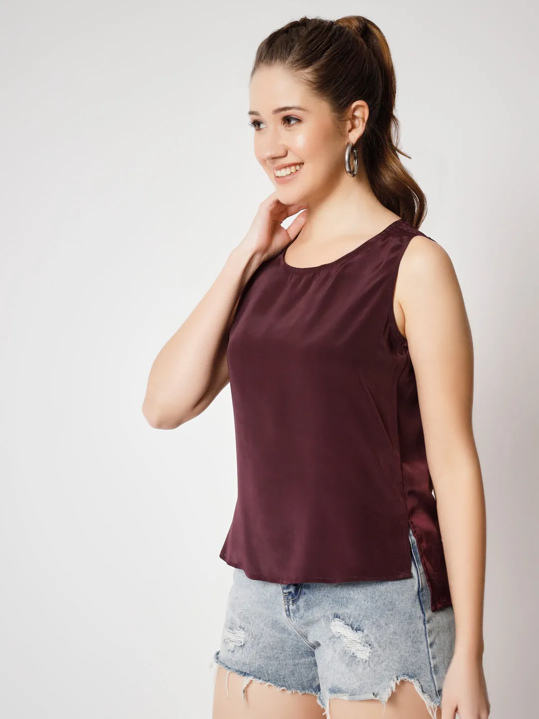 Sleeveless Crepe Top