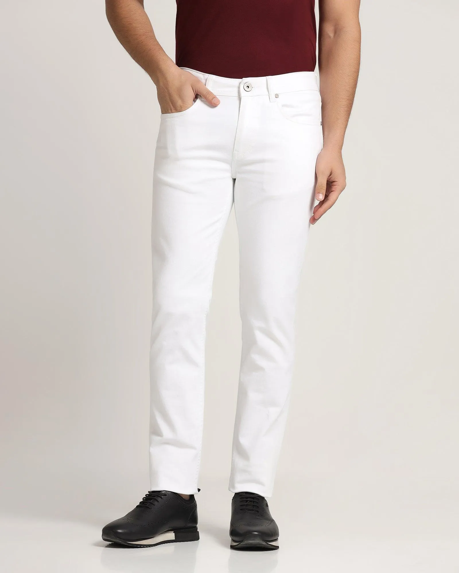 Slim Yonk Fit Light Prestine White Jeans - Rene