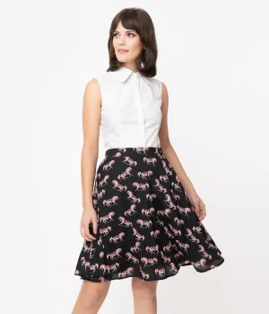 Smak Parlour Black Carousel Pony Print Seek Greatness Flare Skirt