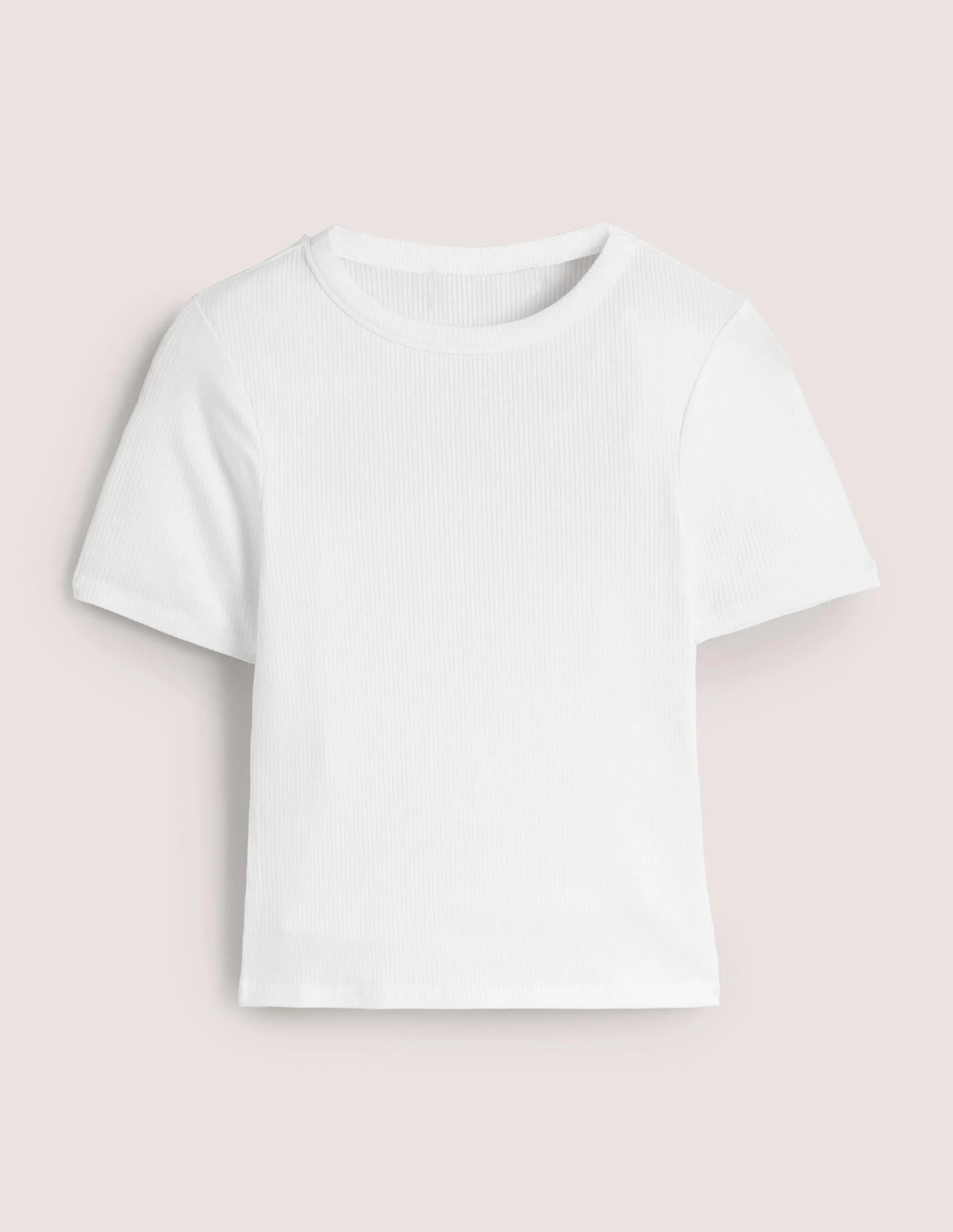 Soft Ribbed Crew Neck T-shirt-White