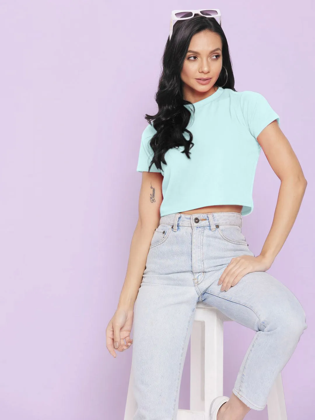 Solid Cotton Stretchable Crop Top