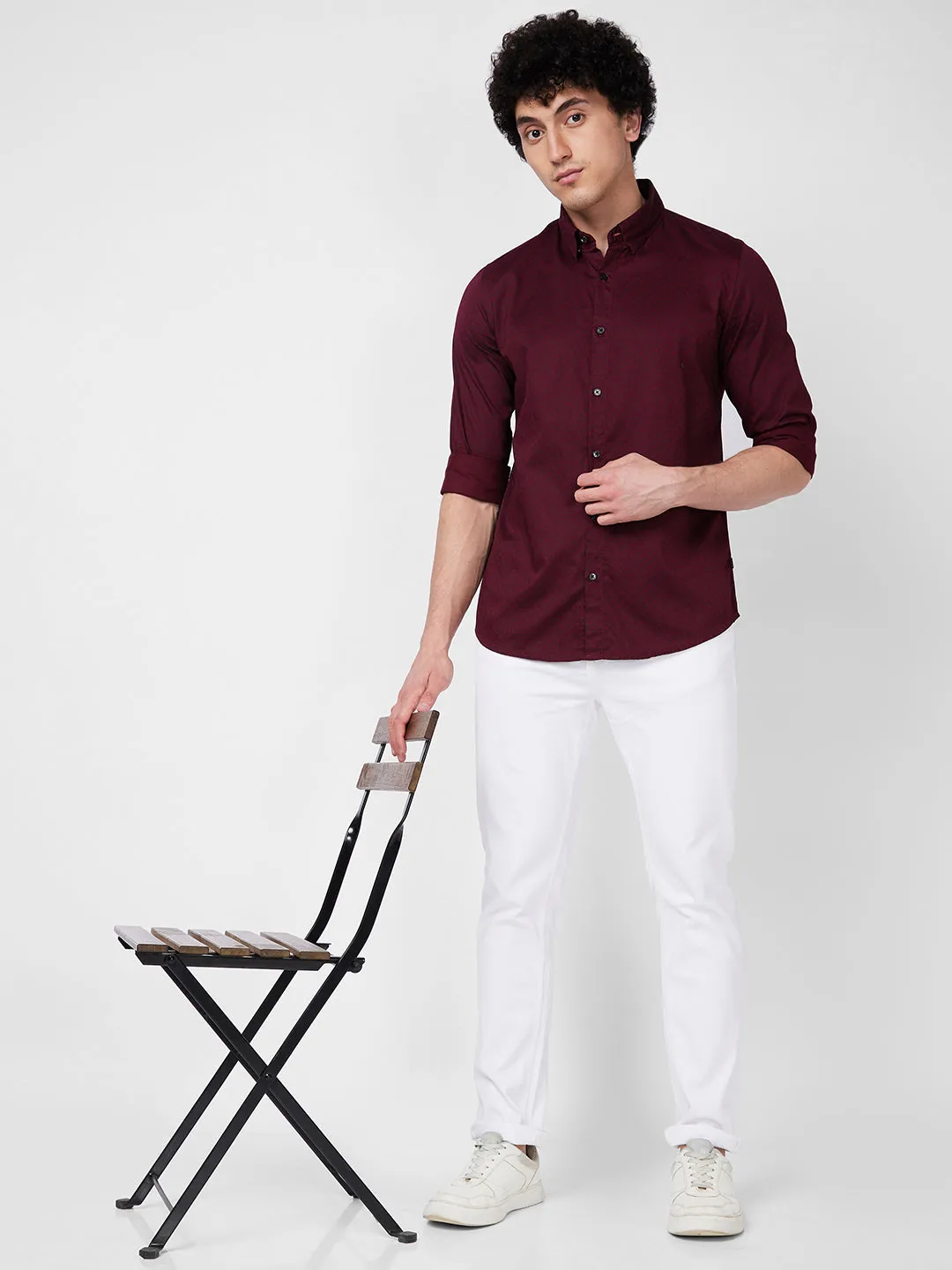 Spykar Red PRINTED FULL SLEEVE Shirt For Men