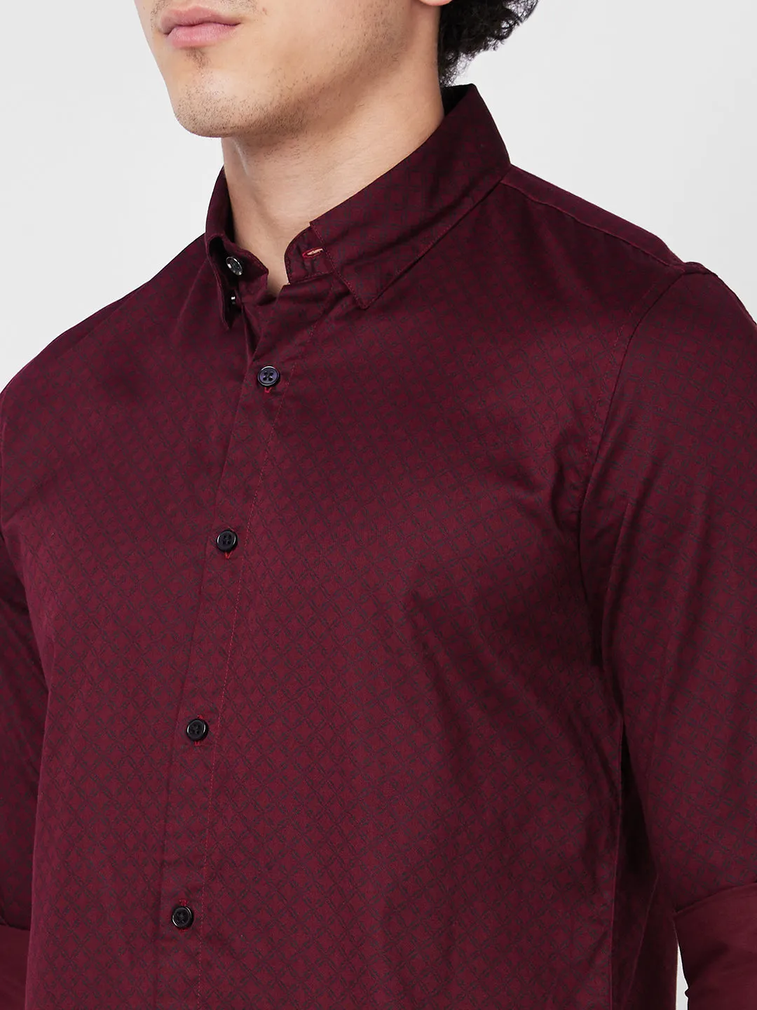 Spykar Red PRINTED FULL SLEEVE Shirt For Men